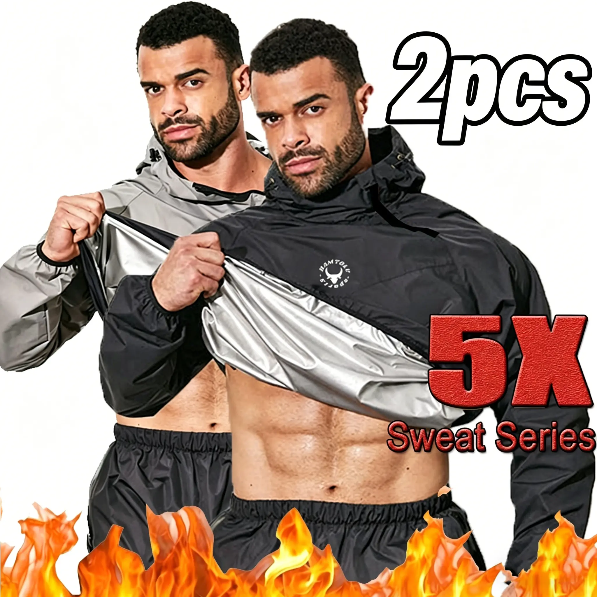 HAMTOLU Men's 2 Piece Set Long Sleeve Sauna Suit, Outdoor Sports Jacket, Back To School Workout Top, Tummy Flattering Outfits, Compression Shirts, Fall Outfits, Fallfreshness, Fall Clothes