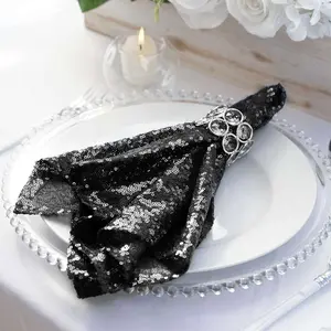 Sequin Napkin 20"x20" Black - Sparkling Reusable Cloth Napkin