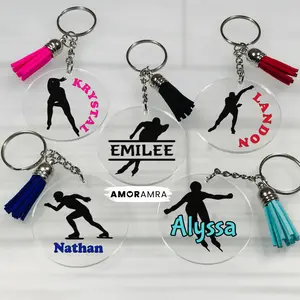 Personalized Speed Skating Keychain, Inline Speed Skating Gift, Speed Skating Bag Tag