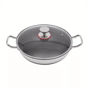 32 cm/ 12.59 in stainless steel nonstick pan with lid carrying handle for all staves