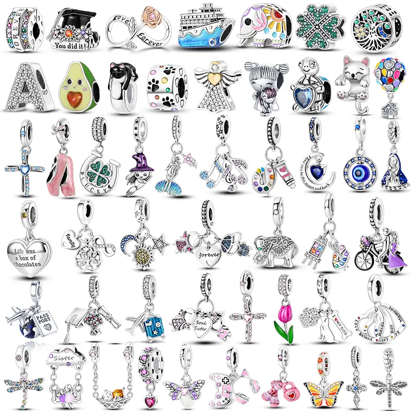 925 Sterling Silver Butterfly Dragonfly Charms Heart Cat Beads For Bracelet DIY Original Jewelry Airplane Charms Dropshipping