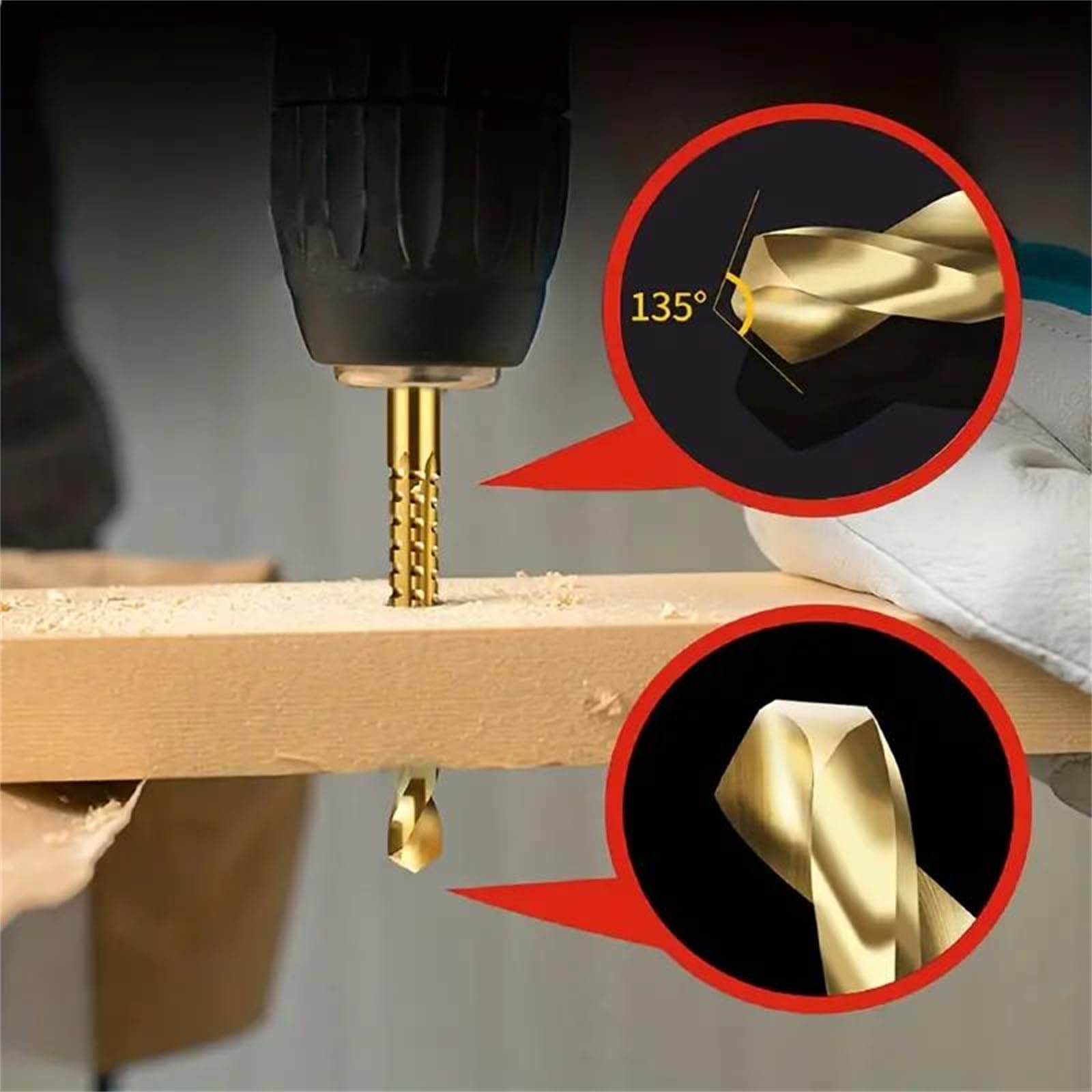 Titanium-Plated High-Speed Steel 6Counts Metalworking Set for Drilling Screwing Boring Carving Cutting Polishing Durable Tools Plunge