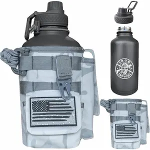 Iron Infidel Battle Bottle: Half Gallon, Insulated, Paracord Handle, Black Camo