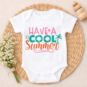 Soft Baby Bodysuit Summer Fun Print 100% Pure Cotton Tag-Free Snap Closure Breathable Lightweight Cute Print Perfect For Daily Wear