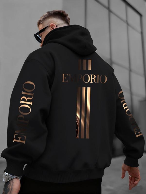 Emporio Gold Graphic Oversized Hoodie | White Streetwear Hoodie with Luxury Brand-Inspired Print | Trendy Outfit for Fashion & Streetwear Enthusiasts | Comfortable & Stylish