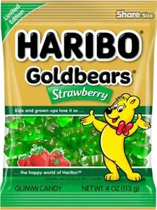 Haribo Gold Bears All Green Strawberry Gummi Candy Fruit Gummy Limited BB 1/2025 - Limited Edition Snack - Bonbon