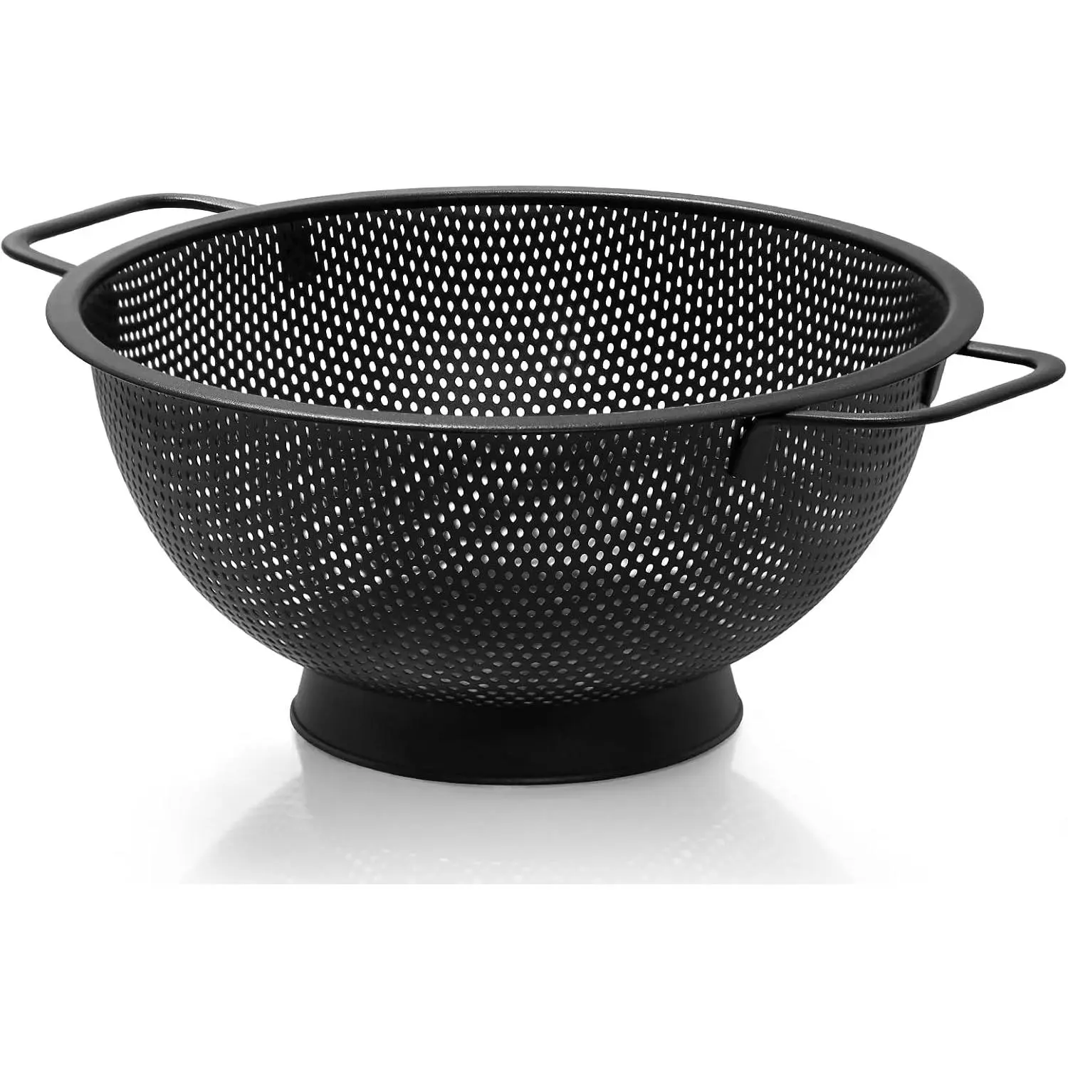 Black Colander for Kitchen, 3QT, Stainless Steel Pasta Strainer with Handle, Pasta Strainer for Fruits Vegetables Cooking Food, Dishwasher Safe