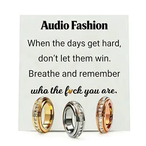 Audio Fashion 3-Pack & 1-Pack Anxiety Spinner Rings Set Titanium Steel CZ Fidget Bands Stress Relief for Women Men Comfort Fit Size 6-10 Viral Gift Idea Black Friday Valentine's Day