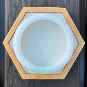 24158-L Certified Untreated Grade A Jade Bangle - Round 56.6mm (White/Green)