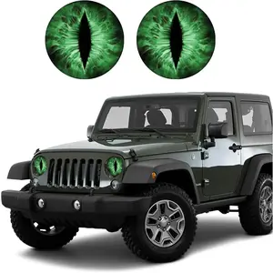 2PCS Beast Eyes Headlight Decals, 3D Stereo Eyes Headlight Decal Stickers, Car Body Window Bumper Decoration Stickers, Car Accessories Round Headlight Decal for Jeep Wrangler