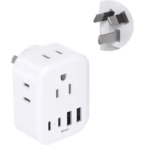 to  Plug Adapter,   Zealand Power Adapter, Type I Plug Adapter with 4 Outlets 4 USB Ports(2 USB C) for  to  AU  Argentina Fiji Cruise Travel Adapter  Haves