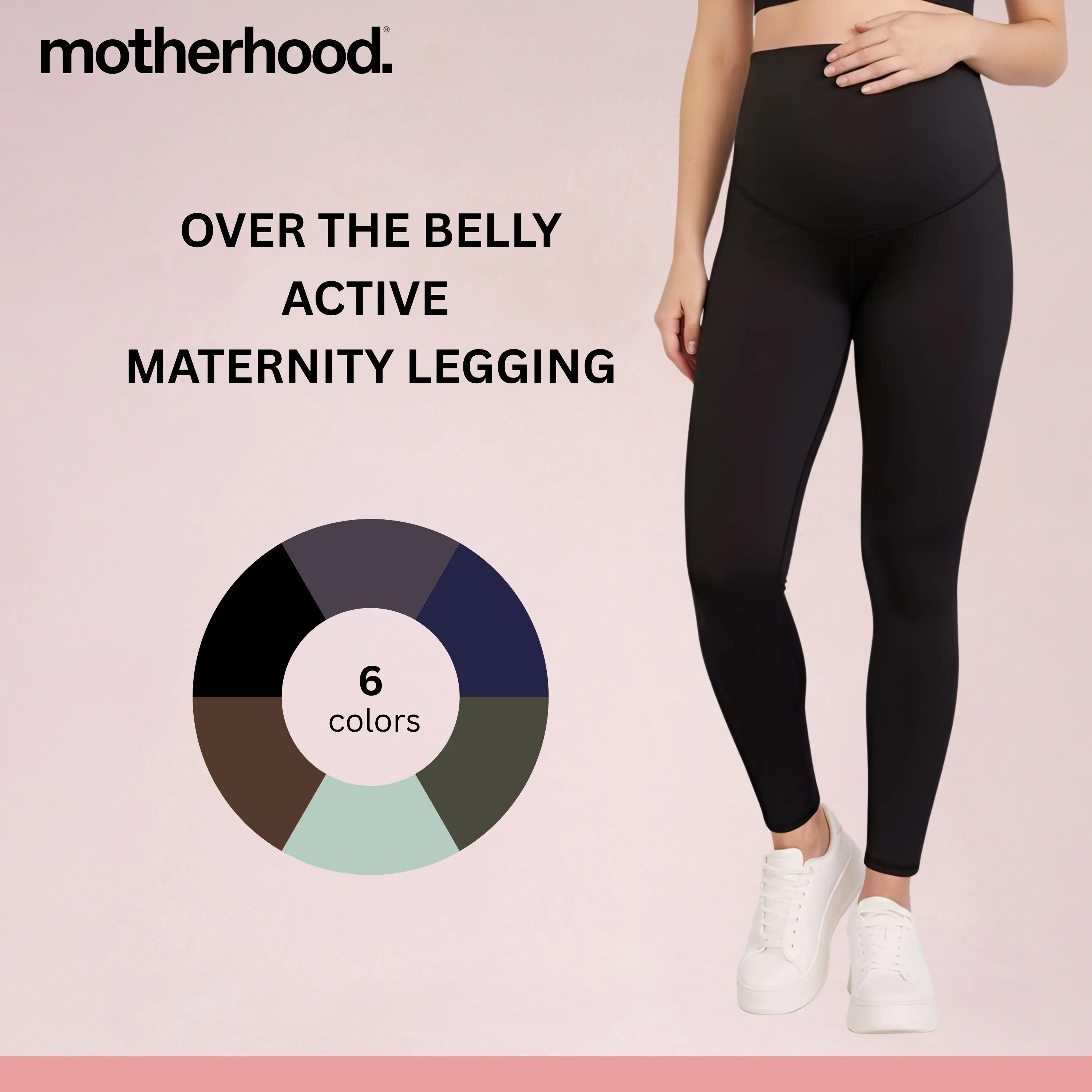 Motherhood Maternity Active Over the Belly Leggings with Secret Fit Belly Support for Pregnancy Comfort