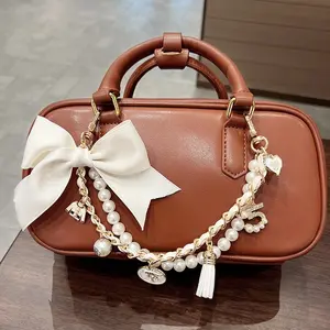 Fashion Bag Chain Decoration, Elegant Bow Accessory, Multifunctional Pearl Bag Decor, Suitable for Women, Stylish and Versatile