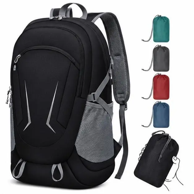 Ultra Lightweight Sturdy Backpacks for Camping, Sports - Waterproof Foldable Zipper Daypack with Ample Storage for Men, Black, Outdoors, Male, Wet