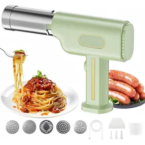 Handheld Electric Pasta Maker, 5-in-1 Cordless Noodle Machine with Molds and Sausage Stuffing Tubes, Portable Automatic Dough Pressing Machine for Homemade Spaghetti and Sausage