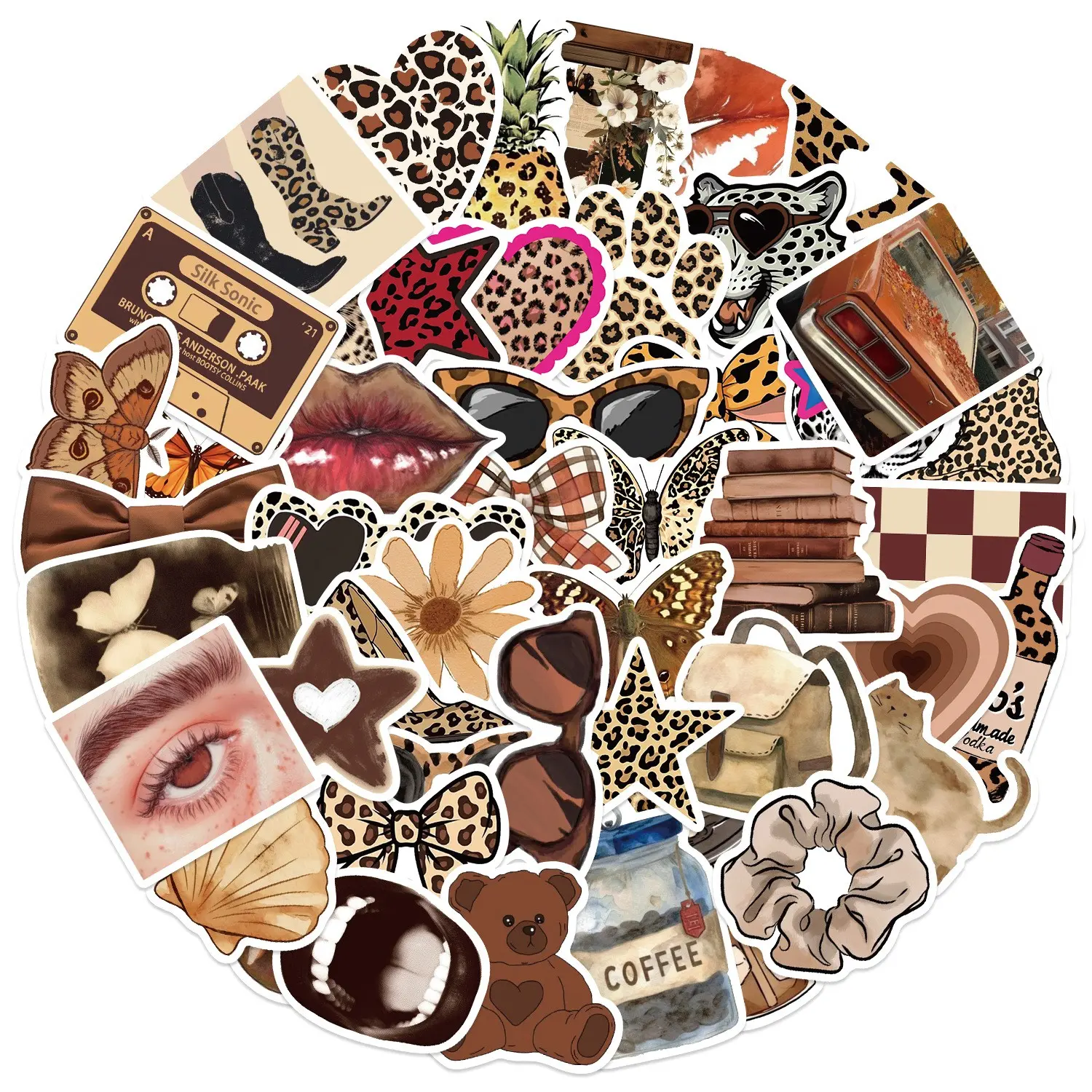 50 Pcs Leopard Print Girl Graffiti Stickers, Guitar Notebook Luggage DIY Waterproof Decals, Stylish Decorative Labels, Stickers Kit, Sticker Set