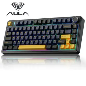Aula F75 Gasket Mechanical Keyboard, 75% Wireless Hot Swappable Gaming Keyboard with Five-Layer Padding&Knob, Bluetooth/2.4GHz/USB-C, RGB (Blue Gradient, LEOBOG Reaper Switch) bluetooth  keyboard