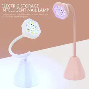 Professional Inductive Charging Desktop Nail Lamp, Flexible Gooseneck Design, Hands-Free, Portable, 9 LED Bulbs, Fast Drying, Salon Use, Rechargeable USB Lamp