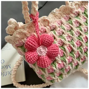 Cute Handmade Knitted Mini Crossbody Backpack for Students, All Season Practical Casual Shoulder Bag, Ideal Daily Use & Sweet Gift Option
