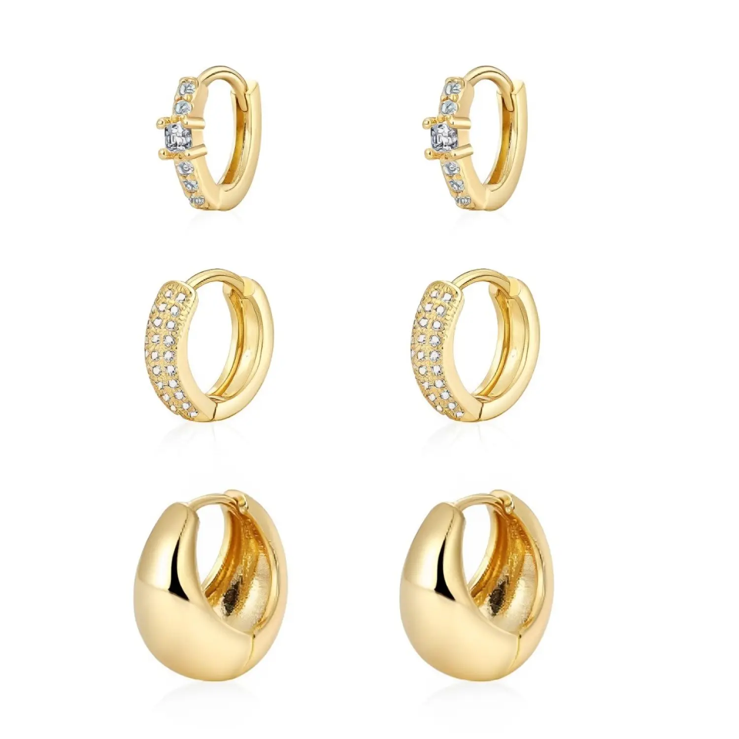 3 Pairs Gold Hoop Earrings Set,Multi-Style Dainty Earrings for Sensitive Ears,Stylish Lightweight Jewelry Bundle for Women,Teens,Halloween Christmas Party Fathersdaygift