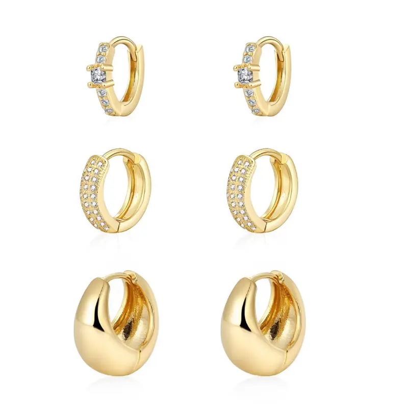 3 Pairs Gold Hoop Earrings Set,Multi-Style Dainty Earrings for Sensitive Ears,Stylish Lightweight Jewelry Bundle for Women,Teens,Halloween Christmas Party Fathersdaygift