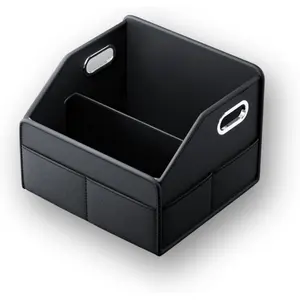 Seat Organizer, Collapsible  Storage Organizer for  Seat, Trunk Organzier with Metal Handles & Seat-belt Fixing Strap, Black