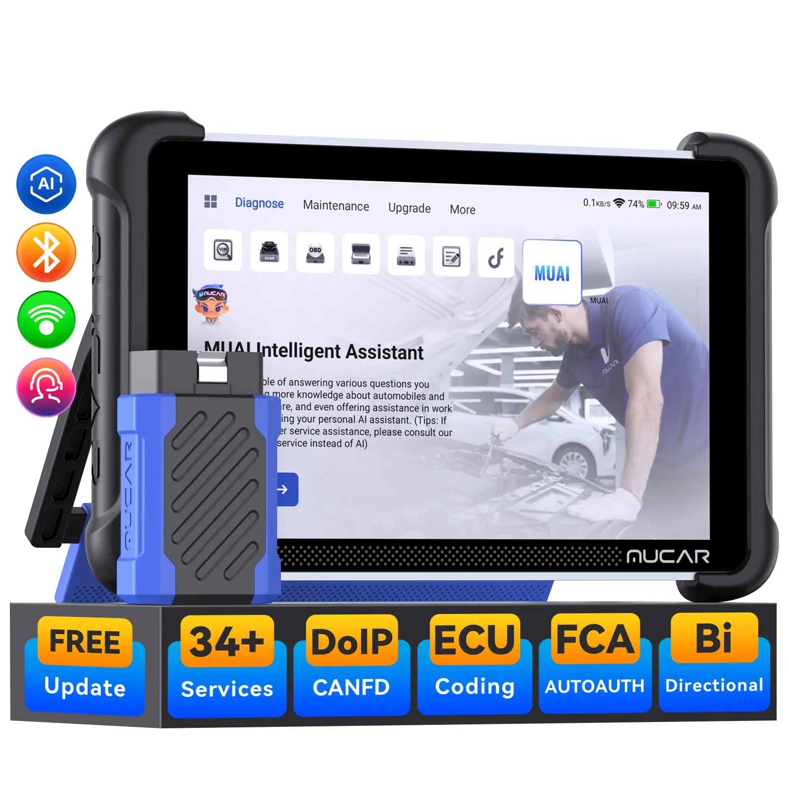 【summerfinds】MUCAR AI-Assisted  Automotive OBD2 Scanner Tool Free Lifetime Upgrade, 892BT Full System OBD2 Scanner, Bi-Directional OBD2 Scanner Diagnostic Tool,ECU Coding, 35 Services, FCA Autoauth, CANFD and DoIP