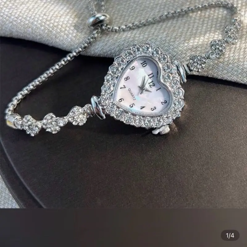 Crystal Heart Charm Quartz Watch with Diamond Accents and  display picture 1