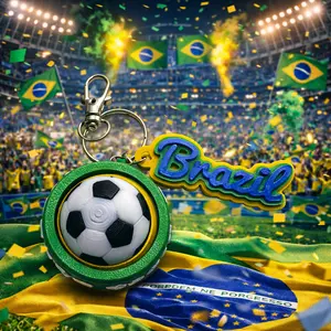 Brazil 2026 World Cup Fidget Spinner Keychain 3D Printed Soccer Ball Spinner Team Brazil Football Fan Gear Stress Relief Toy Handmade Custom Durable Lightweight Backpack Charm Brazilian Flag Colors Limited Edition Gift