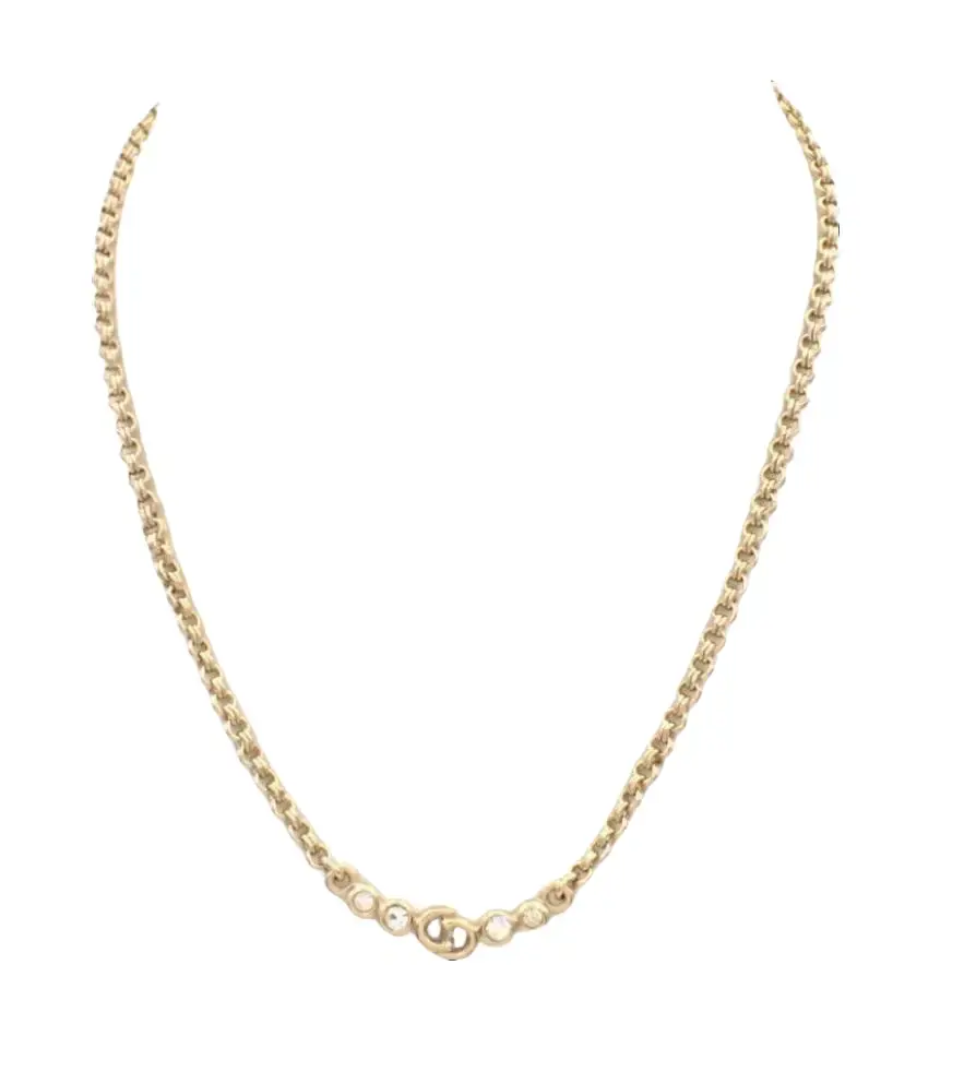 Pre-owned Christian Dior "CD" with Stones Gold Necklace Perfect for Daily Use