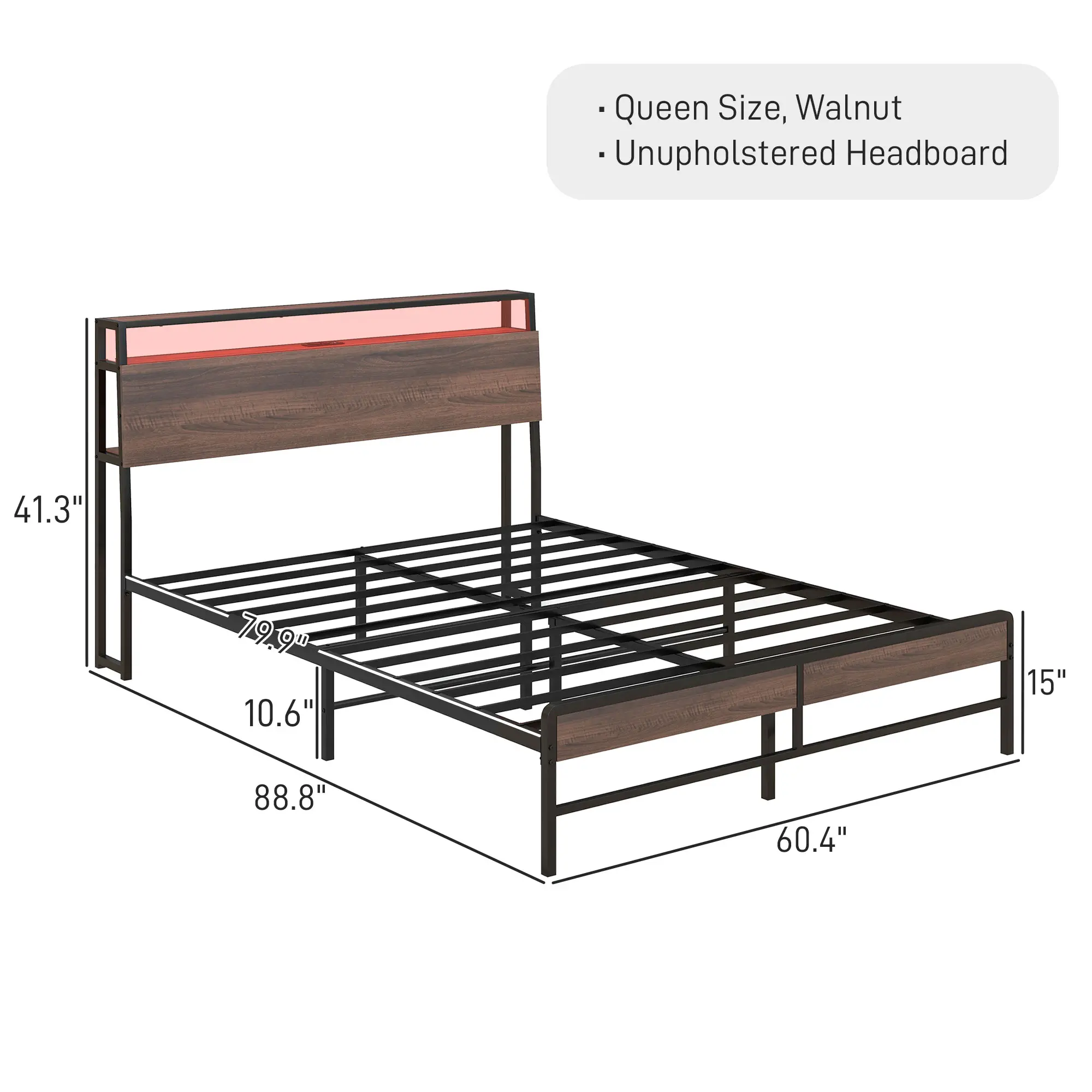 Walnut+Queen Size+Wooden Headboard