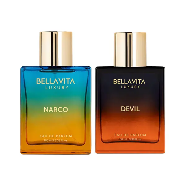 BellaVita Luxury The Dynamic Duo – Devil & Narco | Eau De Parfum 100ml Each (3.38 Fl.oz) | Woody, Spicy, Gourmand, Floral & Musky Notes | Long Lasting Premium Fragrances for Men & Women | Vegan & Cruelty-Free