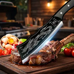 Dragon-Patterned Chef's Cleaver with High-Performance Handle, Gift-Boxed Versatile Tool for Home & Outdoor Use, Ideal for Culinary Professionals