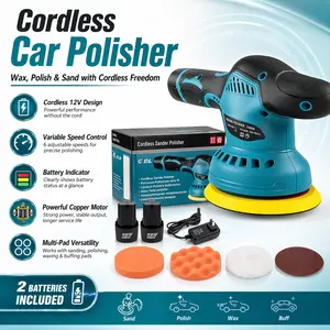 Cordless Mini Car Polisher 8-Speed 2800-5500 RPM Wireless Tool for Scratch Removal & Shine with 12V Design Multi-Pad Versatility Ideal for DIY Enthusiasts