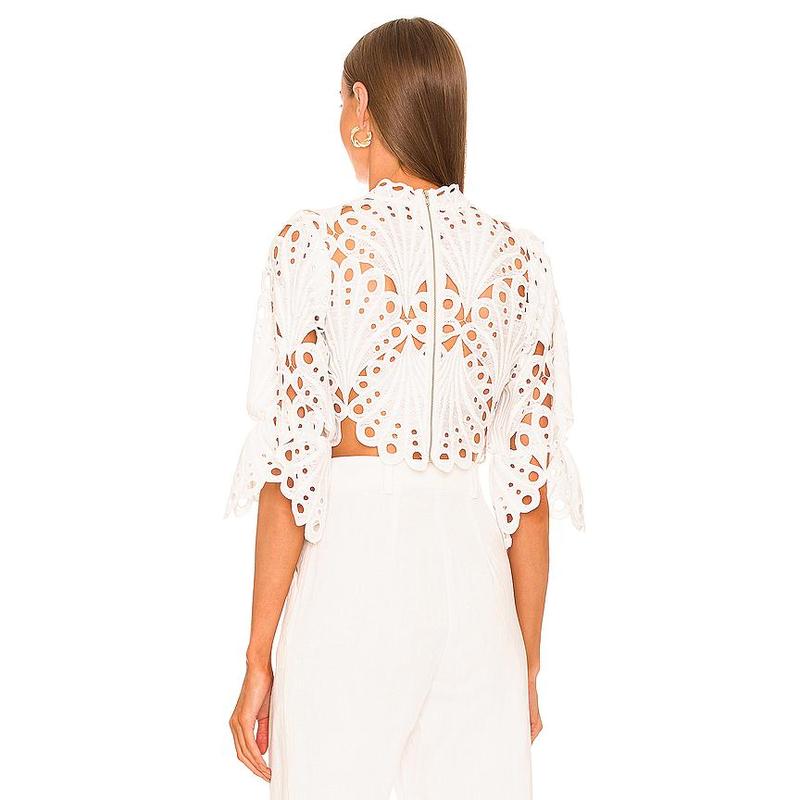 Michael Costello x REVOLVE Jovani Crop Top in White