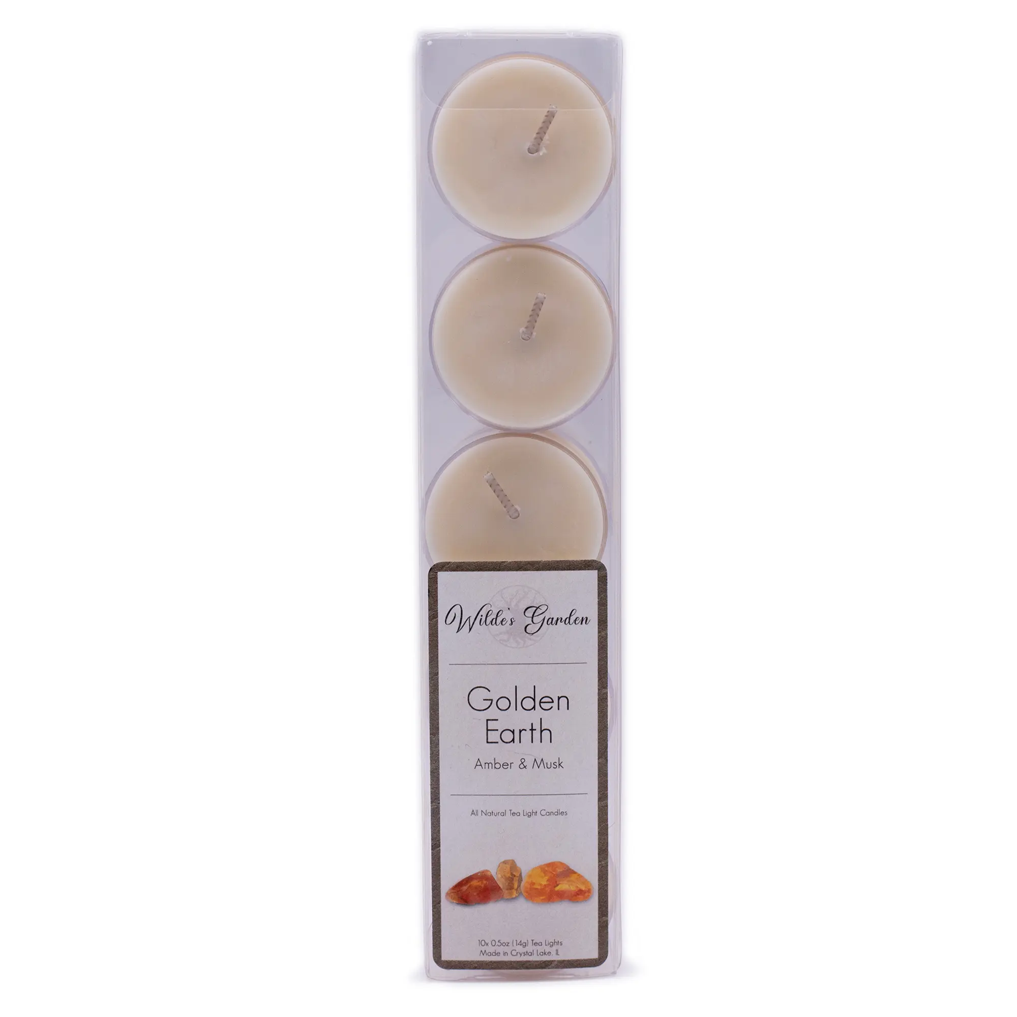 Golden Earth | Tea Lights | Pack of 10 | Amber and Musk Scented | Wilde's Garden