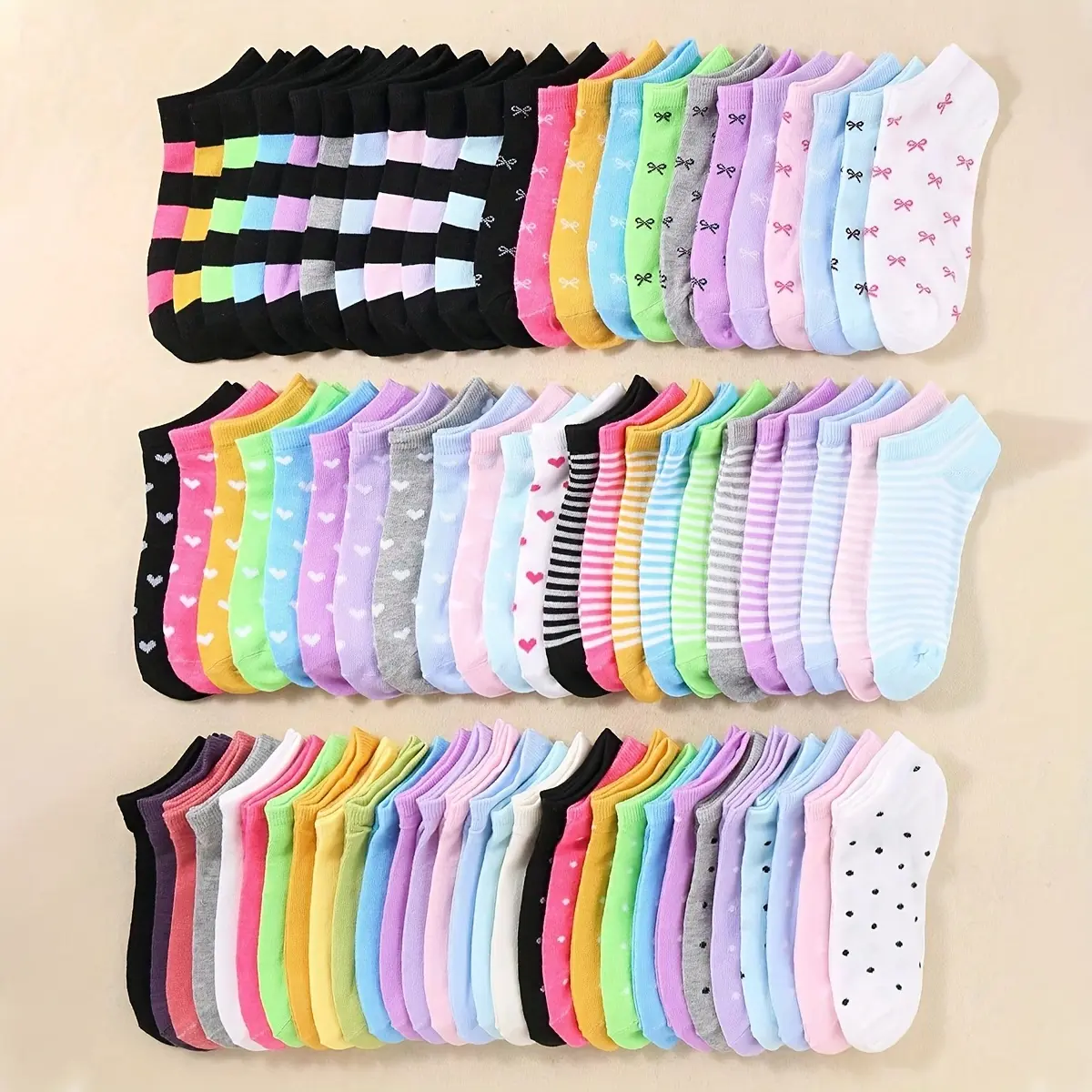 20 Pairs Girls' Everyday & party socks - Soft Breathable Knit Ankle socks, Pastel & Bright Colors (Pink, Blue, Green, Yellow, Orange, Purple, Red, Black, White, Grey, ) - All-Season Casual footwear for School, Playdates, Family Outings - Cute Girls' Socks
