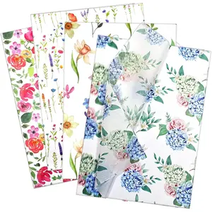 Floral  Tissue Paper 60 Sheets 20x14, Elegant Lavender Hydrangea Flower Wrapping Tissue Paper for  Bag Craft, Watercolor Wildflower Bouquet Packaging for Wedding Bridal Shower Decor