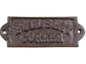 BULLSHIT CORNER SIGN RUSTIC CAST IRON BARWARE PLAQUE BAR WALL DECOR MAN CAVE BS