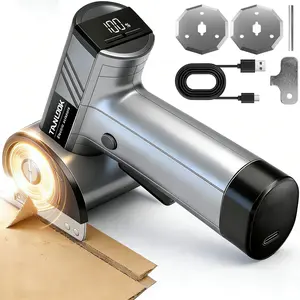 TANLOOK Cordless Electric Scissors with LED Display, Rechargeable Cardboard Cutter with 2 Blades, EasySwap Blade Change, LED Light for Thin Cardboard Carpet Leather Sewing Supplies Crafts Sewing Tools