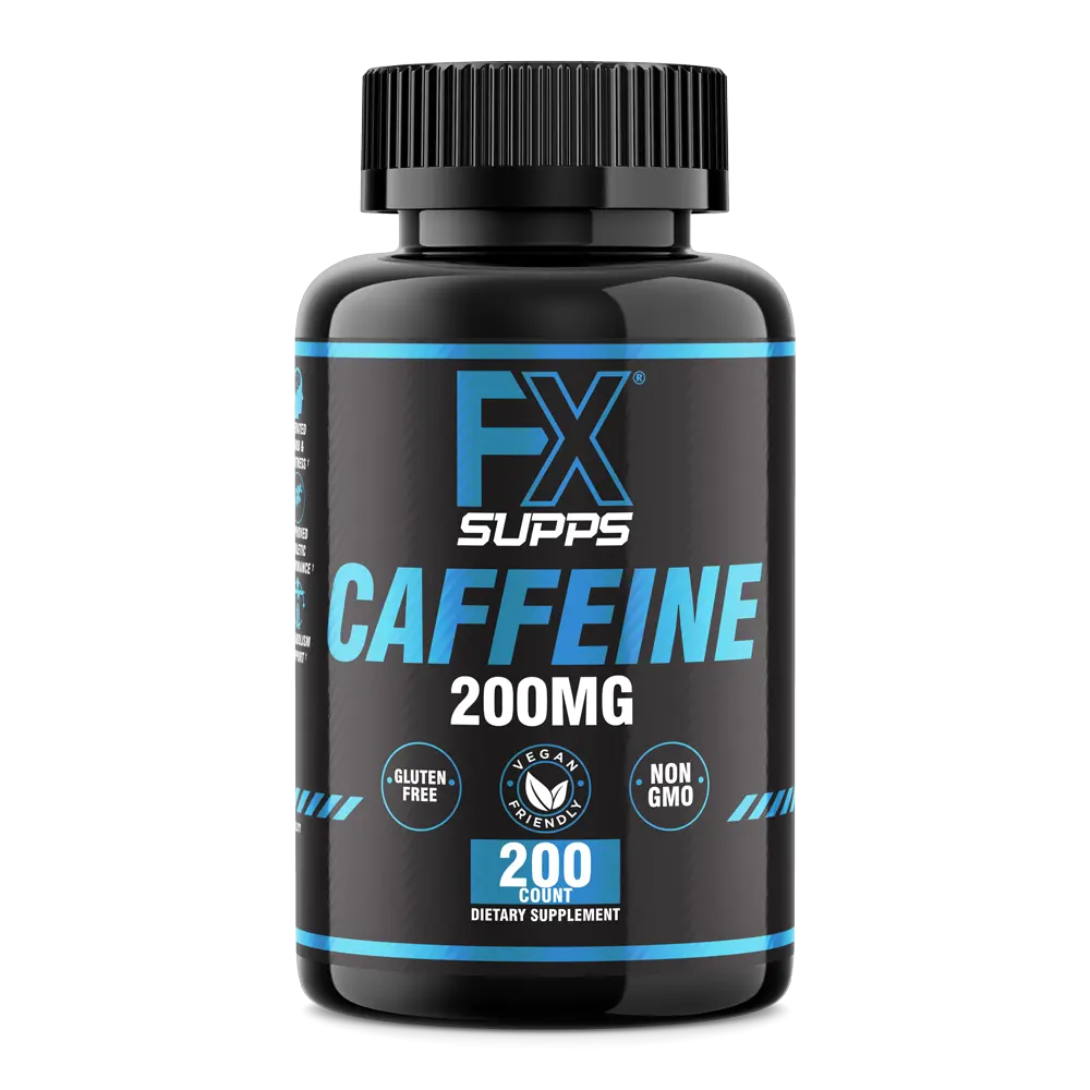 FX Supps 200mg Caffeine Dietary Capsules (200 Count) - Fast-Acting Adult Energy Supplement, Enhances Focus, Supports Memory, Aids Health & Fitness Goals