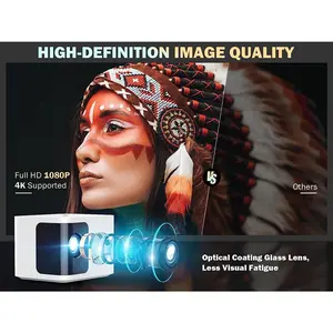 5G WiFi Mini Bluetooth Projector 4K Support, 300 ANSI HD 1080P Portable Video Projector, ±40° Vertical Keystone|Zoom|Timer, DBPOWER Smartphone Projector Outdoor Movie for PC/TV(White) Audio Remote Remote Control