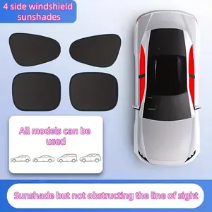 4pcs Car Sunshade Curtains, Front Rear Side Window, Static Film, UV Protection, Privacy, Summer Cooling, Heat Insulation