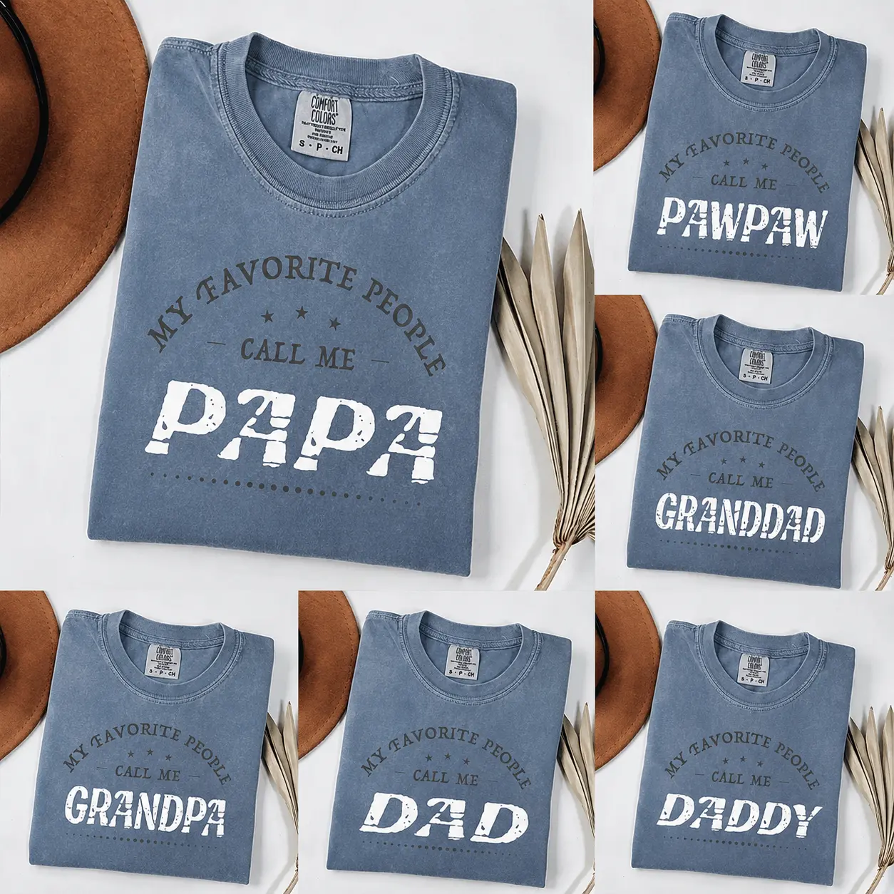 Comfort Colors Custom My Favorite People Call Me Papa T-Shirt, Personalized Grandpa Tee with Grandkids Names, Fathers Day Gifts, Grandpa Papaw Grandy Daddy Shirt, Menswear