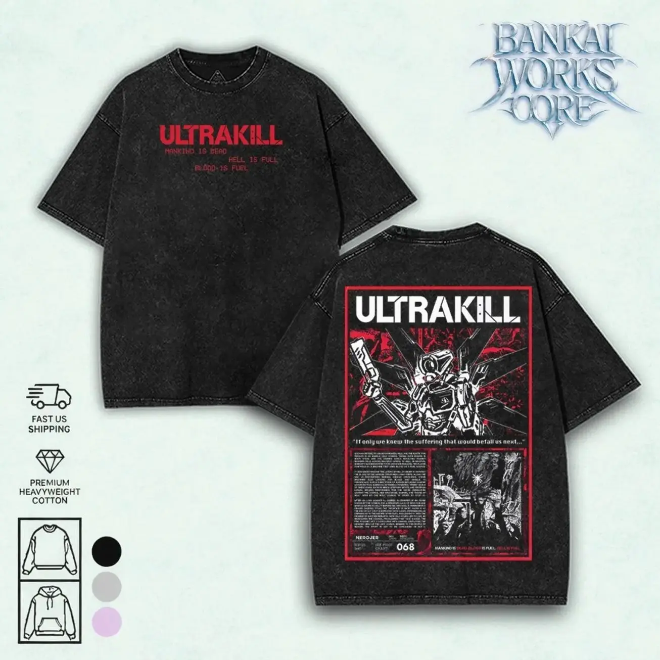 Ultrakill Video Game Washed T-Shirt, Sweater, Hoodie , Indie FPS Game Shirt, Gift For Game Fan, Streetwear Clothes 4DA