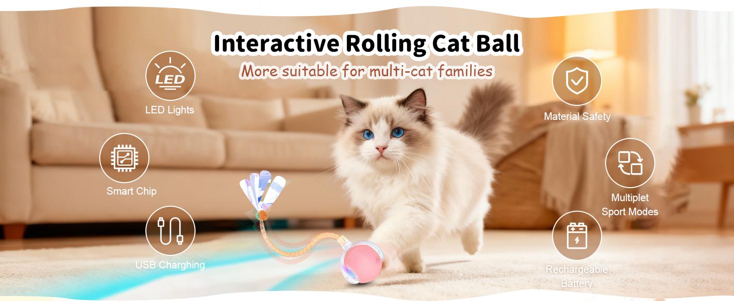 PetPulse Interactive Dog Cat Toys Durable USB Rechargeable Automatic Rolling Ball with Obstacle Avoidance for Small Medium Large Pets