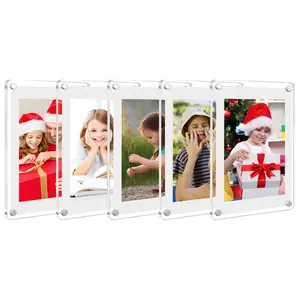 Magnetic Acrylic Photo Frame, Rectangular Transparent Multi-Size, Festive Christmas Picture Storage, Holiday Atmosphere Enhancer