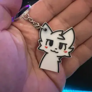 Silly Cat Keychain, Cute Meme Cat Charm, Funny Kitty Keyring, Kawaii Cat Accessory, Gamer Gift, Furry Keychain