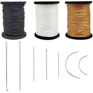 Extra  Upholstery Repair Sewing Thread Kit and Heavy Duty Household Hand , Including 7 Styles of Leather Canvas Sewing  and 3 Rolls Nylon Thread (70 Yard Per Roll), 3 Colors