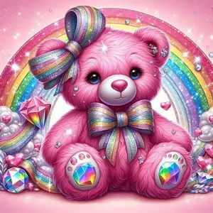 5D DIY Full Drill Round Drill Diamond Painting - Diamond Art Kit Rainbow Bear. Mosaic Canvas DIY Wall Art, Home Wall Decoration, Diamond Painting Kits